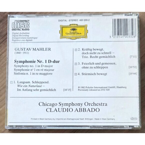 Mahler - "Symphonie No.1" - 4 Track CD - Imported - Classical Music CD - Picture 4 of 4